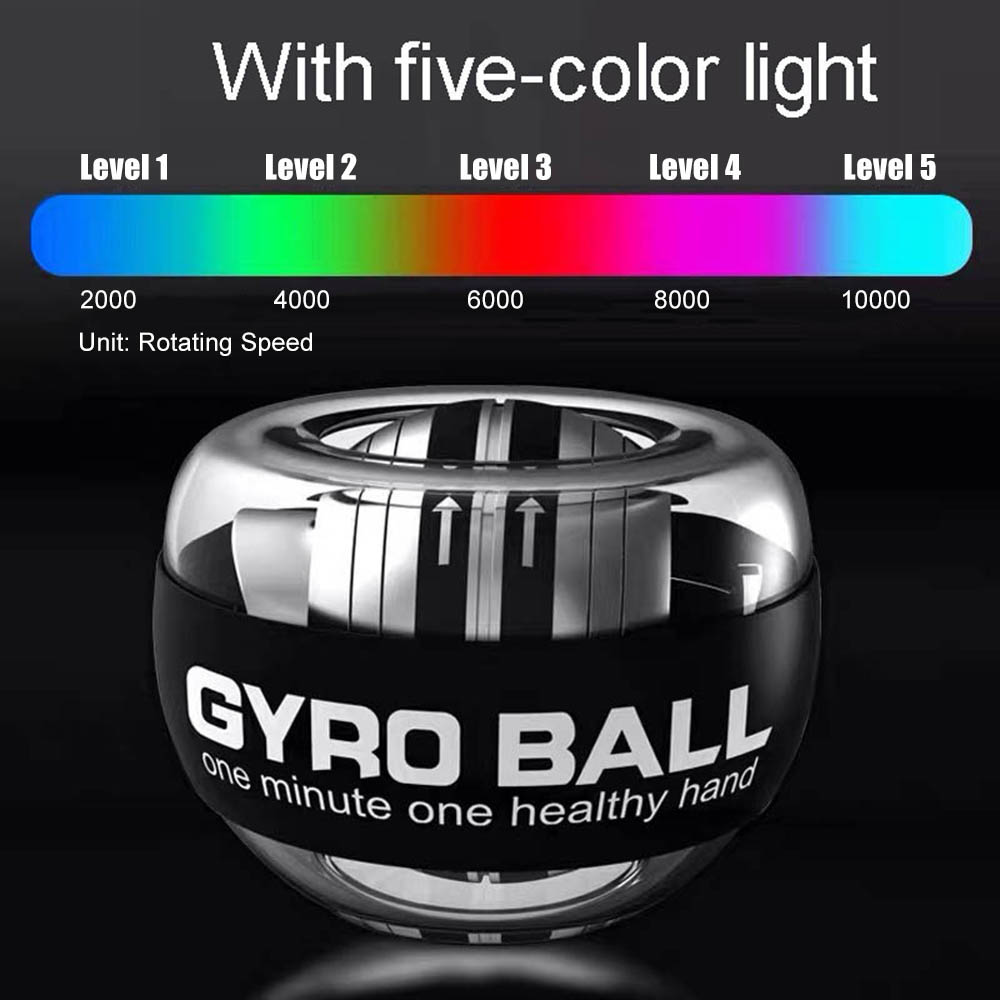 100KG Gyro Power Ball Hand Exerciser LED Wrist Strengthener Muscle Training Powerball Wrist Exercise Equipment Motion Portable