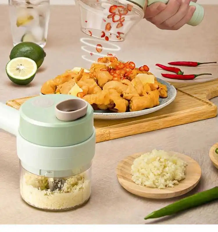 Vegetable Cutter Handheld Electric Vegetables Slicer 4 in 1 slicer For Garlic Pepper Celery Ginger Meat With Brush Kitchen Accessories