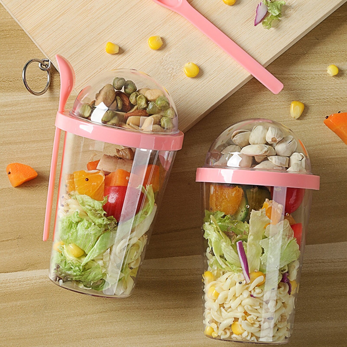 Portable Breakfast Cups Oatmeal Cereal Nut Yogurt Salad Cup Container Lunch Bento Salad Bowl Bottle Cup Salad Box