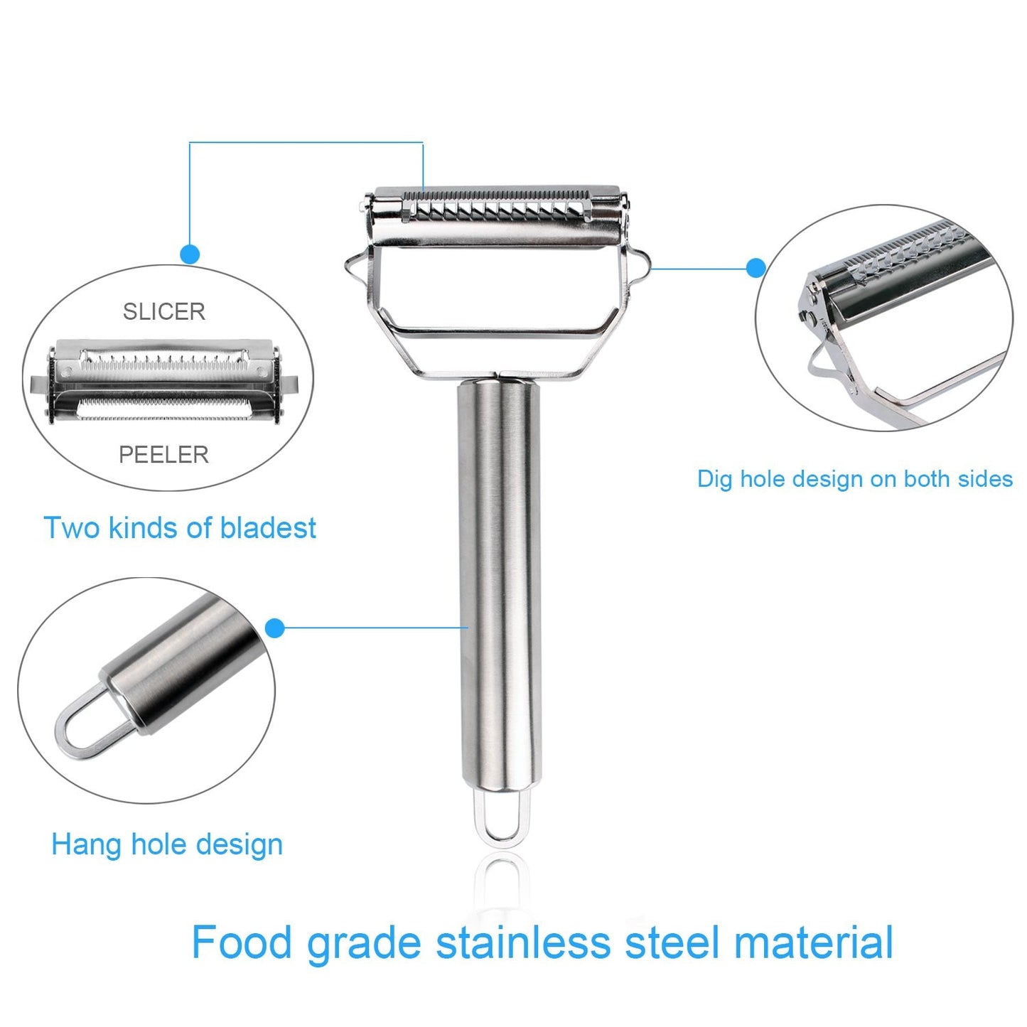 Stainless Steel Dual Blade Vegetable Peeler – Efficient & Ergonomic for Easy Peeling Vegetable Fruit Peeler Stainless Steel Durable Potato Slicer Shredder Carrot Peeler