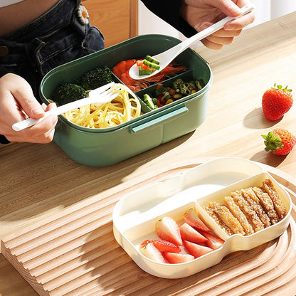 Lunch box Bento Box Double Layered Lunch Box With Spoon & Fork, Food Containers, Leakproof Eco-Friendly