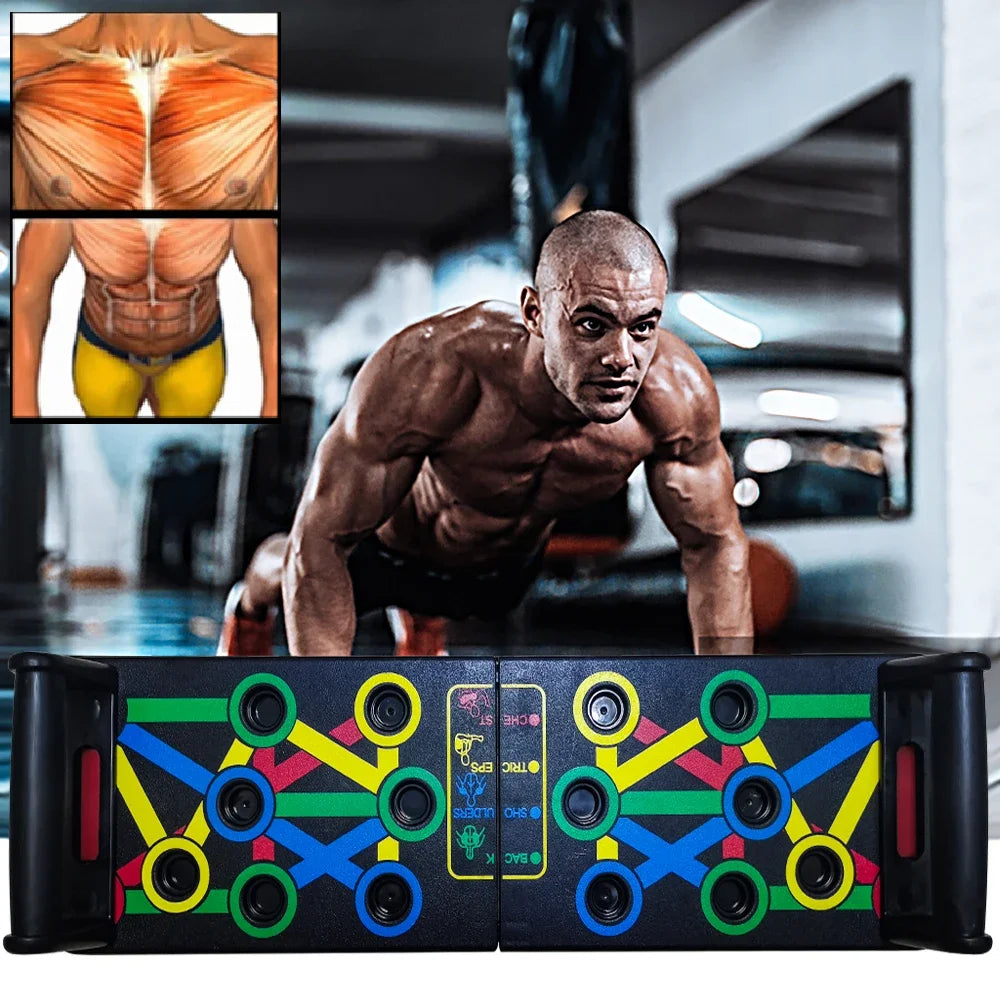 14 in 1 Push-Up Rack Foldable with handles Workout Board Training Sport Fitness Gym Equipment Push Up Stand for ABS Abdominal Muscle Building Exercise