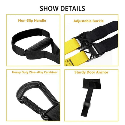 Adjustable Suspension Training System – Full Body Home Gym Workout Trainer with Door Anchor | Strength, Core, Fat Burning Fitness Straps