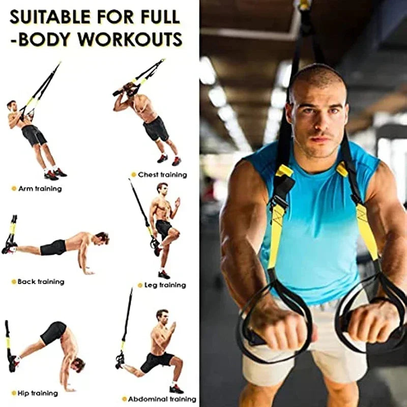 Adjustable Suspension Training System – Full Body Home Gym Workout Trainer with Door Anchor | Strength, Core, Fat Burning Fitness Straps