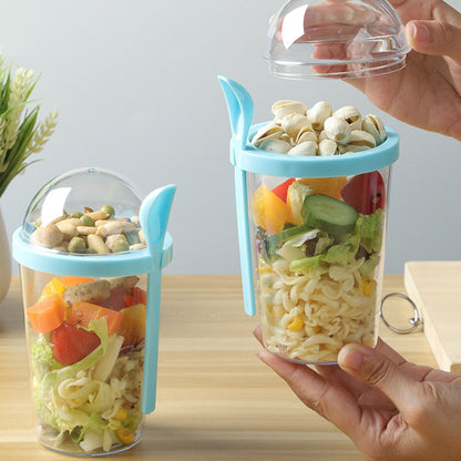 Portable Breakfast Cups Oatmeal Cereal Nut Yogurt Salad Cup Container Lunch Bento Salad Bowl Bottle Cup Salad Box