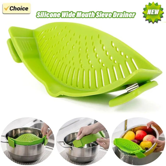 Clip-On Silicone Pot Strainer – Spill-Free Draining Tool