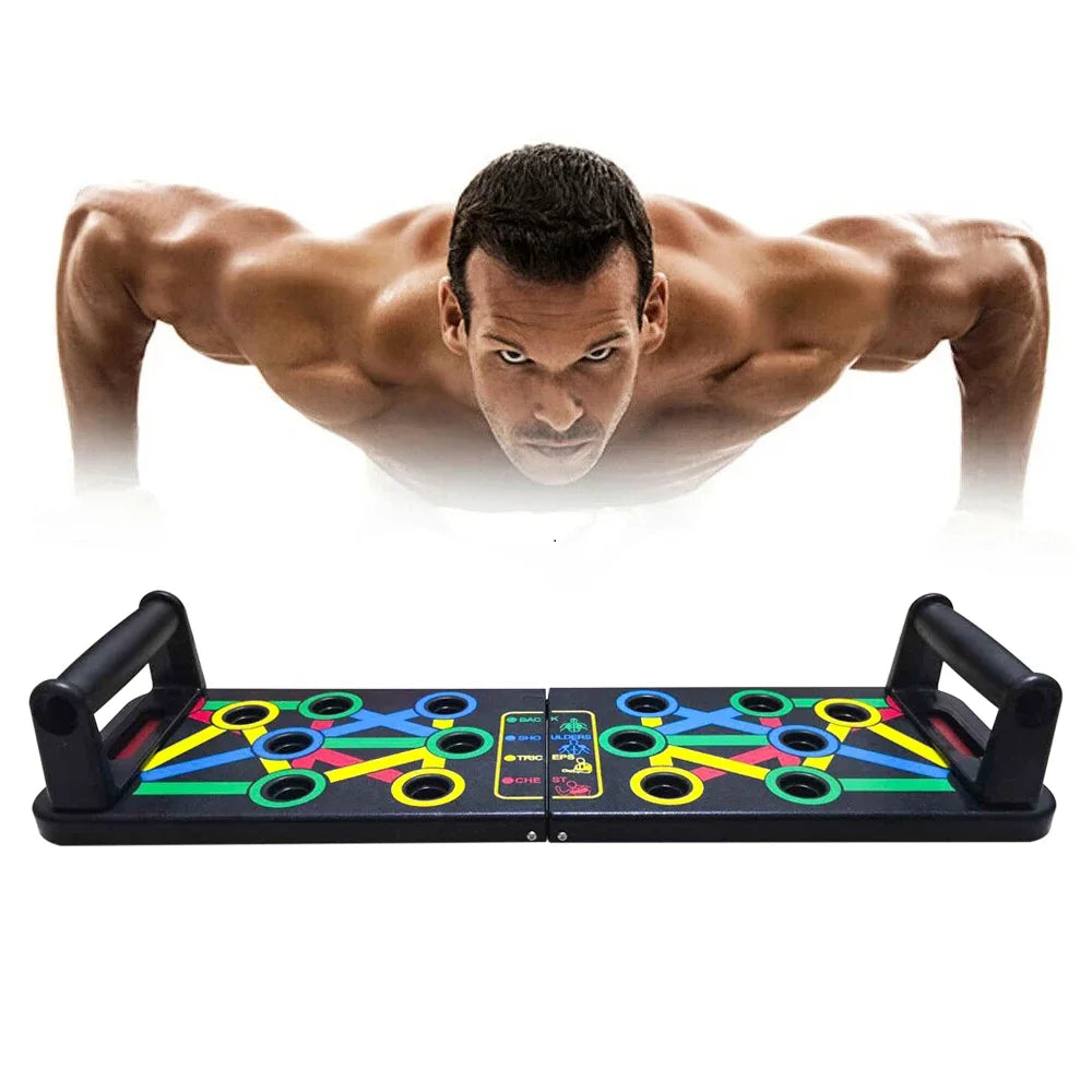 14 in 1 Push-Up Rack Foldable with handles Workout Board Training Sport Fitness Gym Equipment Push Up Stand for ABS Abdominal Muscle Building Exercise