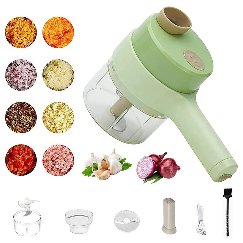 Vegetable Cutter Handheld Electric Vegetables Slicer 4 in 1 slicer For Garlic Pepper Celery Ginger Meat With Brush Kitchen Accessories