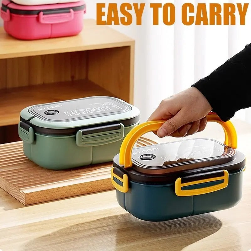 Lunch box Bento Box Double Layered Lunch Box With Spoon & Fork, Food Containers, Leakproof Eco-Friendly