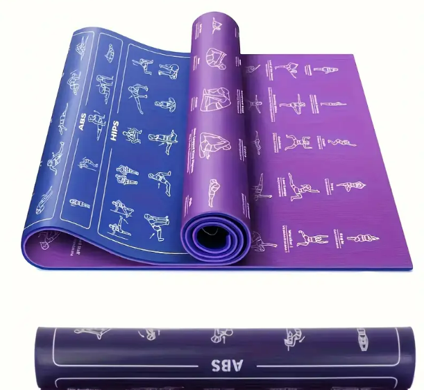 Yoga Mat with Poses for Beginners | Non-Slip Extra Thick Exercise & Stretching Mat