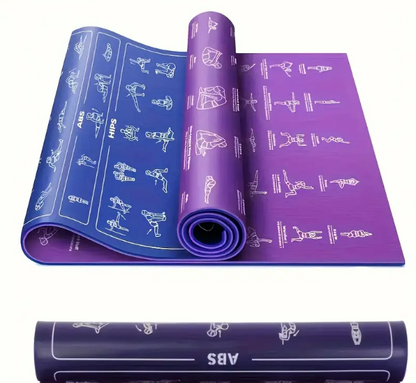 Yoga Mat with Poses for Beginners | Non-Slip Extra Thick Exercise & Stretching Mat