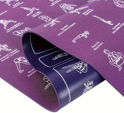 Yoga Mat with Poses for Beginners | Non-Slip Extra Thick Exercise & Stretching Mat