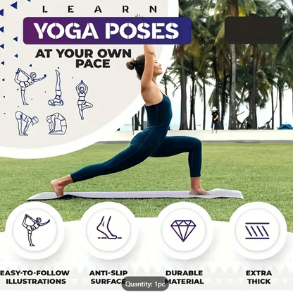 Yoga Mat with Poses for Beginners | Non-Slip Extra Thick Exercise & Stretching Mat