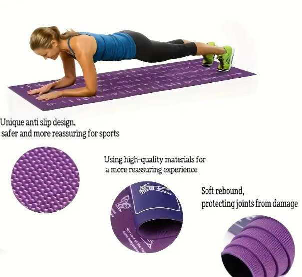 Yoga Mat with Poses for Beginners | Non-Slip Extra Thick Exercise & Stretching Mat