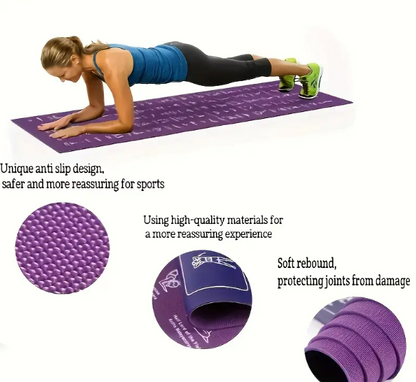 Yoga Mat with Poses for Beginners | Non-Slip Extra Thick Exercise & Stretching Mat