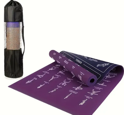 Yoga Mat with Poses for Beginners | Non-Slip Extra Thick Exercise & Stretching Mat