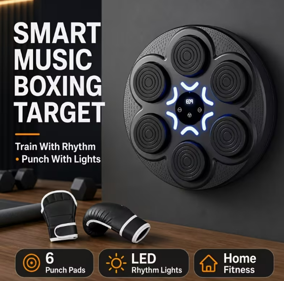 Boxing Target Wall Pad with Gloves & Bluetooth – Interactive Home Boxing Trainer