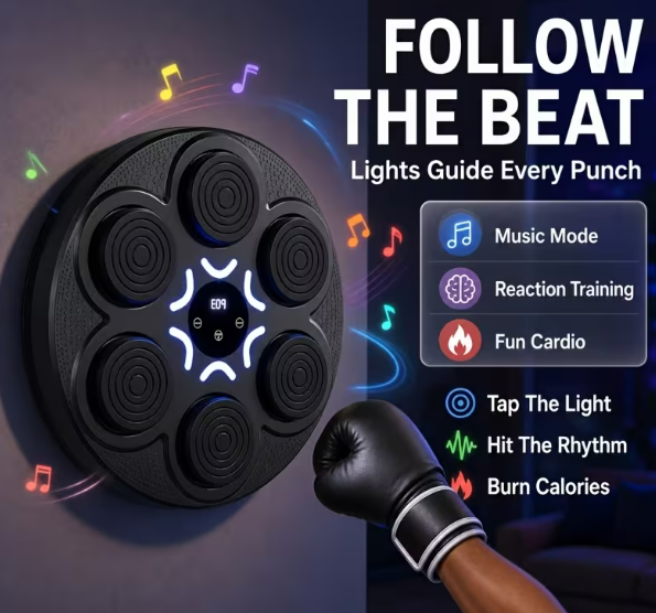 Boxing Target Wall Pad with Gloves & Bluetooth – Interactive Home Boxing Trainer