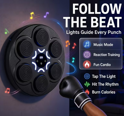 Boxing Target Wall Pad with Gloves & Bluetooth – Interactive Home Boxing Trainer