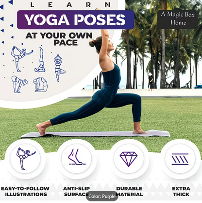 Yoga Mat with Poses for Beginners | Non-Slip Extra Thick Exercise & Stretching Mat